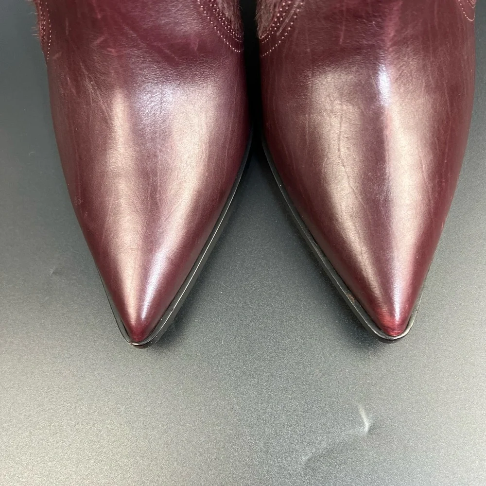 Bruno Magli Sophisticated Wine-Red Pointed High Heel Glam Ankle Boots Size 37